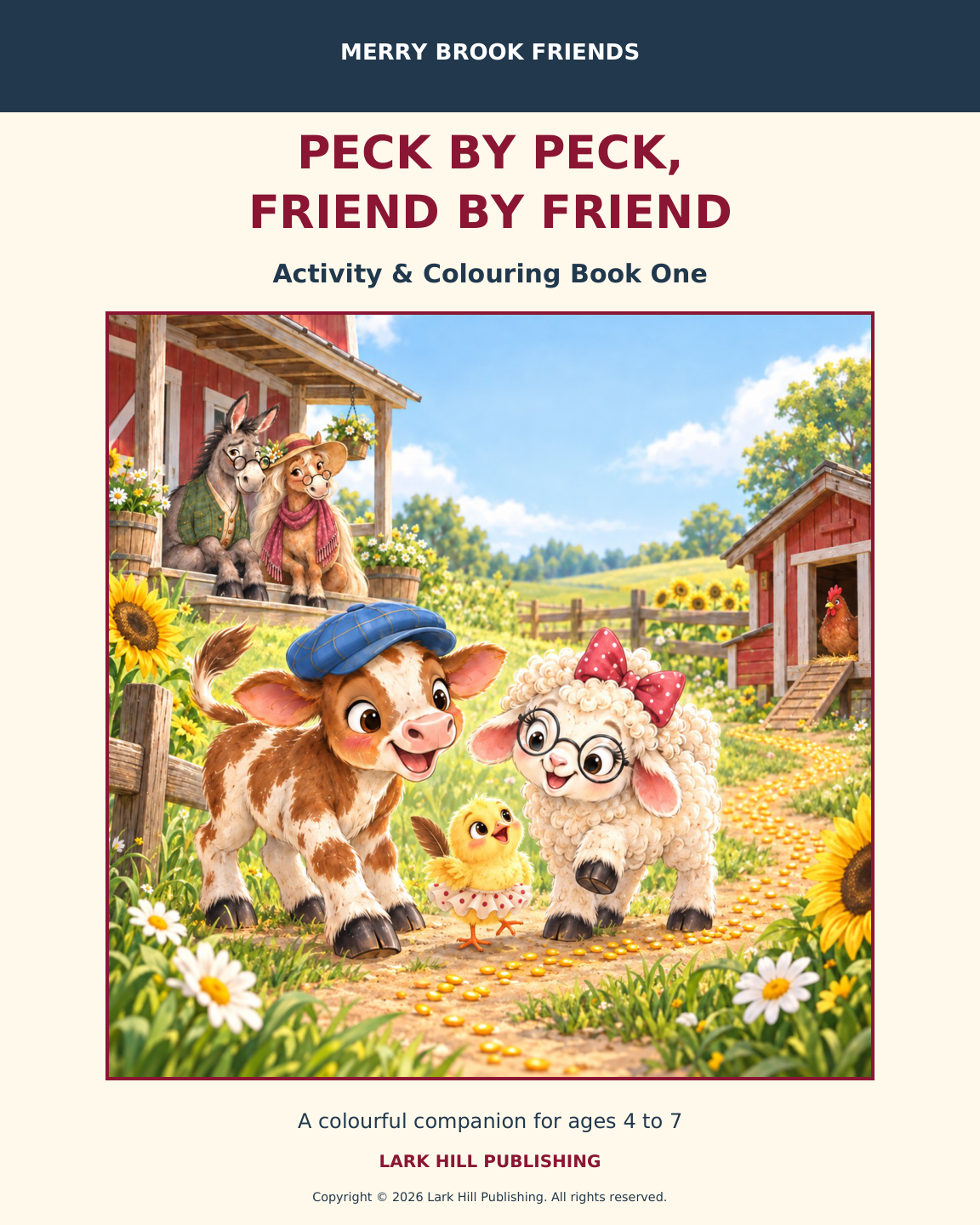 Peck by Peck, Friend by Friend activity and colouring cover