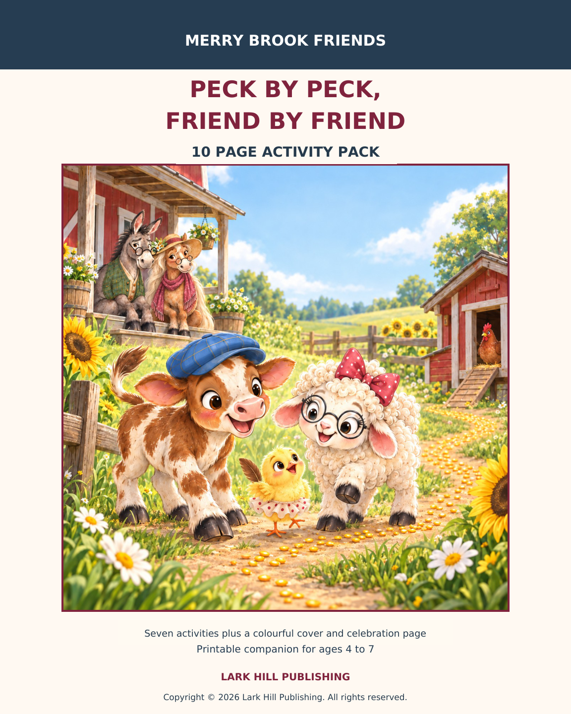 Peck by Peck, Friend by Friend activity pack cover